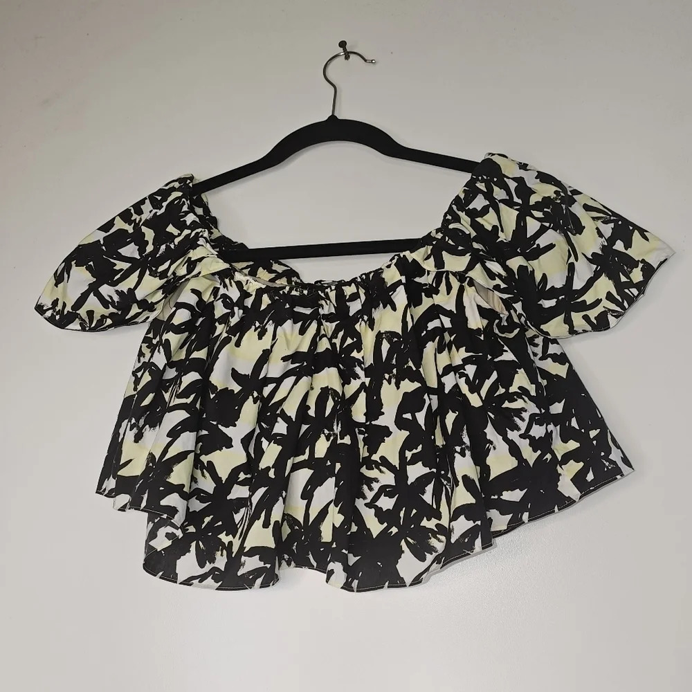 KENZO Paris Women's tropical Printed off the shoulder crop top sz 36=Small